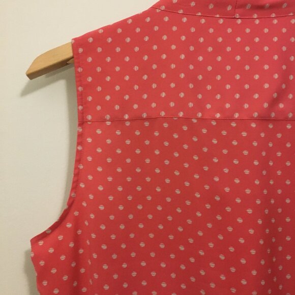 Coral Pink & Pearl Polka Dot Bow Tie Bubble Hem Tank - Picture 9 of 16